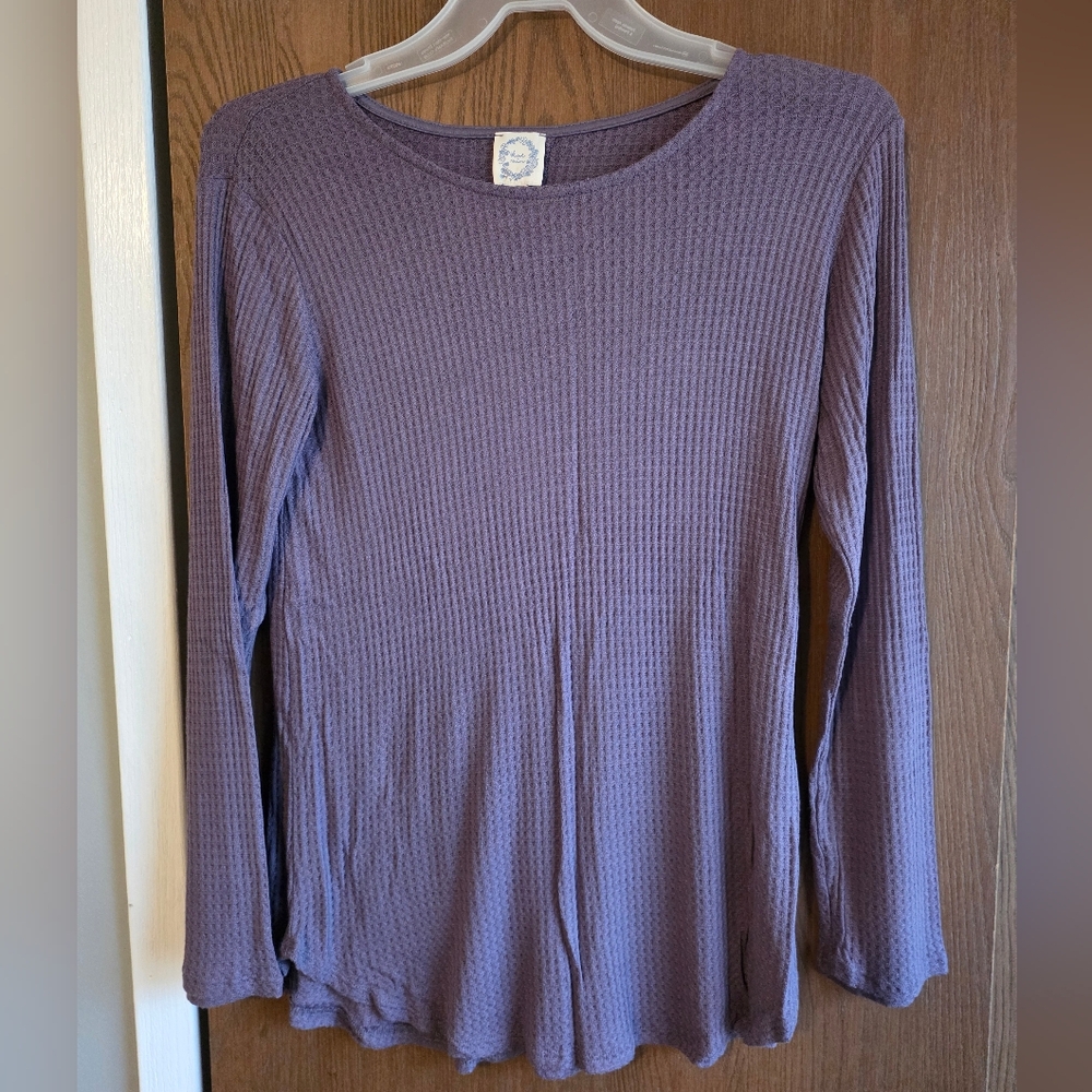 Blue Rain Lavender Waffle Knit Long-Sleeve Top